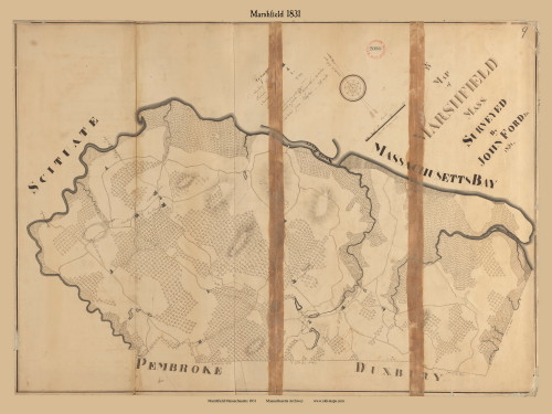 Marshfield, Massachusetts 1831 Old Town Map Reprint - Roads Place Names Massachusetts Archives