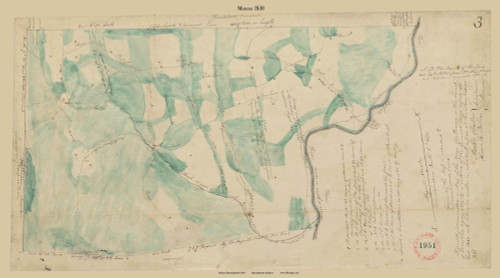 Monroe, Massachusetts 1830 Old Town Map Reprint - Roads House Locations Place Names Massachusetts Archives