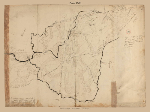Palmer, Massachusetts 1830 Old Town Map Reprint - Roads Place Names Massachusetts Archives