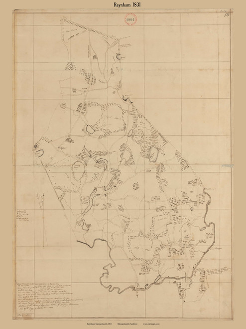 Raynham, Massachusetts 1831 Old Town Map Reprint - Roads Place Names  Massachusetts Archives