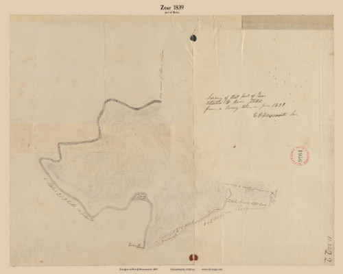 Rowe Zoar, Massachusetts 1839 Old Town Map Reprint - Roads Place Names Massachusetts Archives