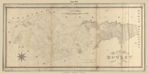 Rowley, Massachusetts 1830 Old Town Map Reprint - Roads Place Names Massachusetts Archives