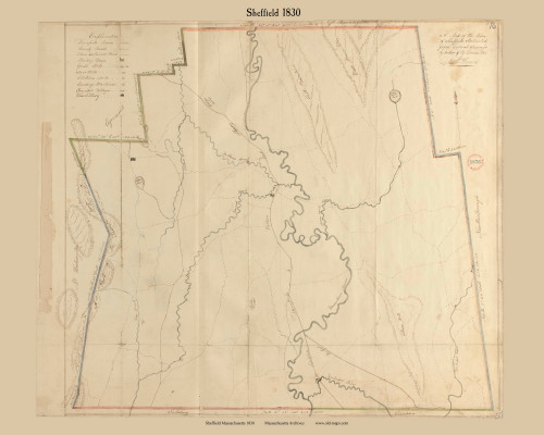 Sheffield, Massachusetts 1830 Old Town Map Reprint - Roads Place Names Map Only Massachusetts Archives