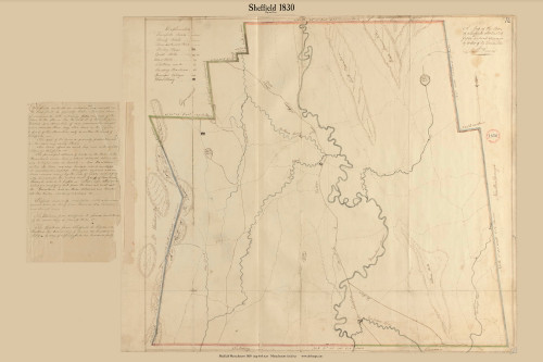 Sheffield, Massachusetts 1830 Old Town Map Reprint - Roads Place Names With Text Massachusetts Archives
