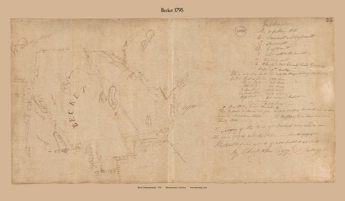 Becket, Massachusetts 1795 Old Town Map Reprint - Roads Place Names  Massachusetts Archives