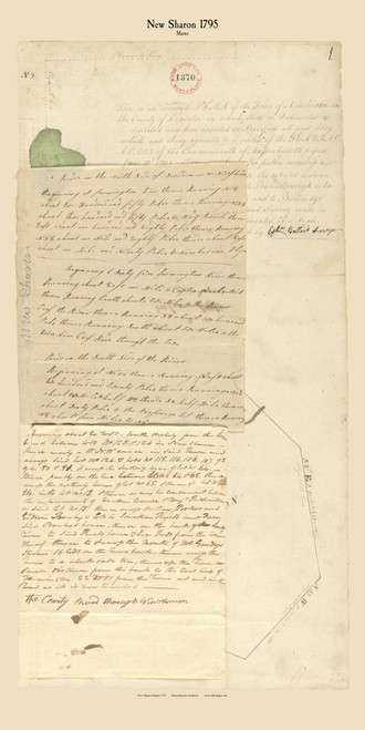 New Sharon (With Text), Maine 1795 Old Town Map Reprint - Roads Place Names  Massachusetts Archives