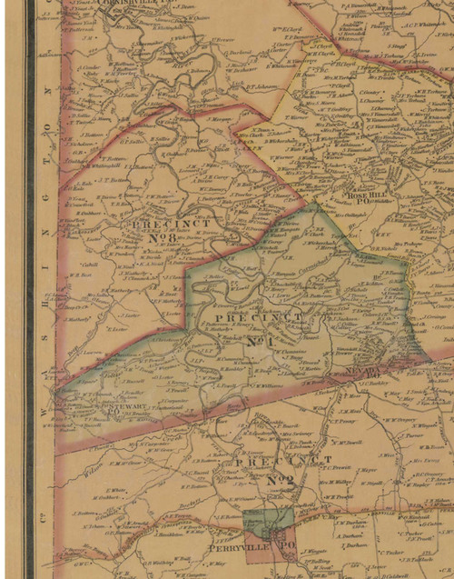 Precinct 1 and 8, Stewart, Nevada - Mercer County, Kentucky 1876 Old Town Map Custom Print - Mercer Co.