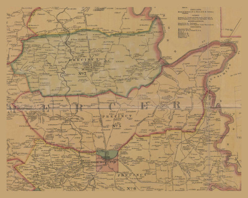 Precinct 5, Pleasant Hill, Harrodsburg, Bohn - Mercer County, Kentucky 1876 Old Town Map Custom Print - Mercer Co.