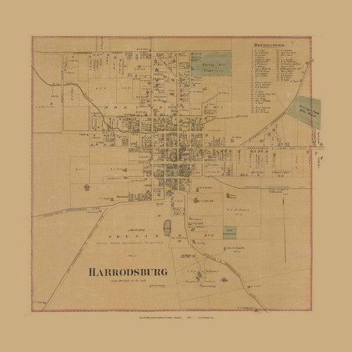 Harrodsburg Village - Precincts 5&6 - Mercer County, Kentucky 1876 Old Town Map Custom Print - Mercer Co.