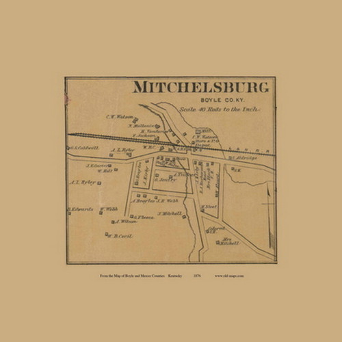 Mitchelsburg Village - Precinct 1 - Boyle County, Kentucky 1876 Old Town Map Custom Print - Boyle Co.