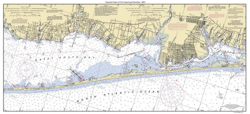 Nautical Chart of Fire Island and Moriches Bay 2003 - Old Map Nautical Chart AC Harbors 12352 Custom - New York