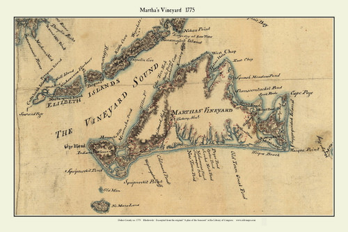 Martha's Vineyard 1775 Blaskowitz - Old Map Custom Print 1-Town