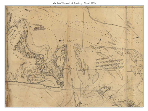 Martha's Vineyard & Muskeget Shoal 1776 Des Barres - Old Map Custom Print 1-Town