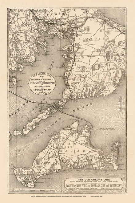 Martha's Vineyard 1888 H.F. Walling - Old Map Custom Print 1-Town