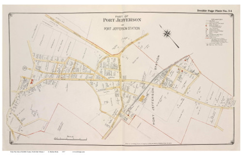 Port Jefferson Station - Brookhaven, New York 1917 Old Map Reprint - Suffolk Co. North Vol. 1 - 34