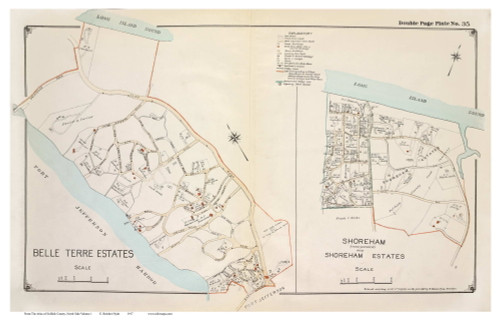 Shoreham and Belle Terre Estates - Brookhaven, New York 1917 Old Map Reprint - Suffolk Co. North Vol. 1 - 35