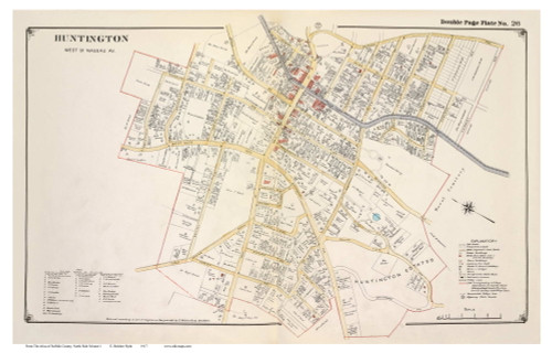 Huntington Village - West, New York 1917 Old Map Reprint - Suffolk Co. North Vol. 1 - 26
