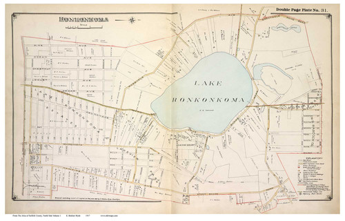 Ronkonkoma - Smithtown, New York 1917 Old Map Reprint - Suffolk Co. North Vol. 1 - 31