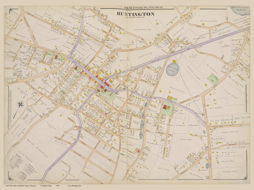 Huntington, New York 1909 - Old Town Map Reprint - Suffolk Co. Atlas North Vol. 2 Page 15