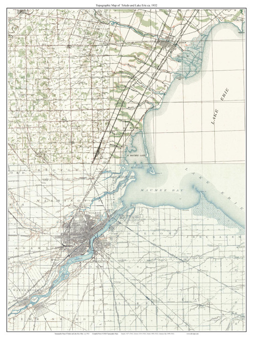 Toledo & Lake Erie 1932 - Custom USGS Old Topo Map - Ohio