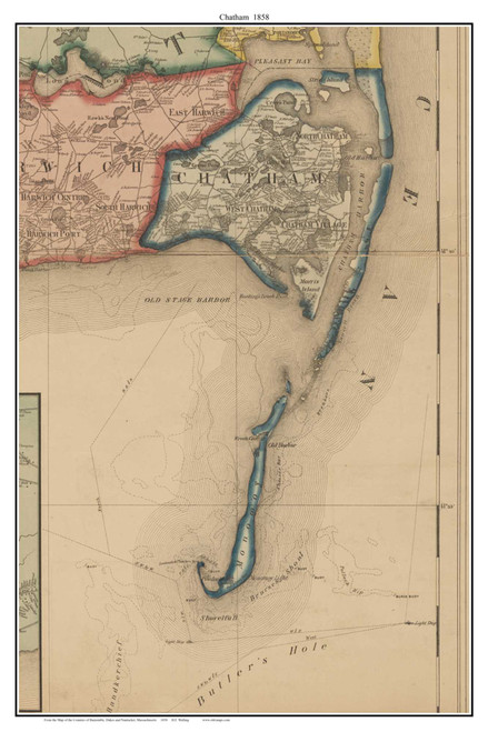 Chatham Massachusetts 1858 Old Town Map Custom Print - Barnstable Co.