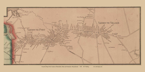 Yarmouth Villages - Massachusetts 1858 Old Town Map Custom Print - Barnstable Co.