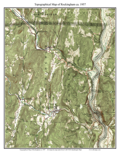 Rockingham 1957 - Custom USGS Old Topo Map - Vermont