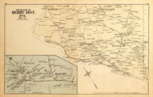 Berry District No.5 (South) - Burnt Mills, Wheaton, Sligo, Norbeck, etc., Maryland 1879 Old Map Reprint - Montgomery Co.
