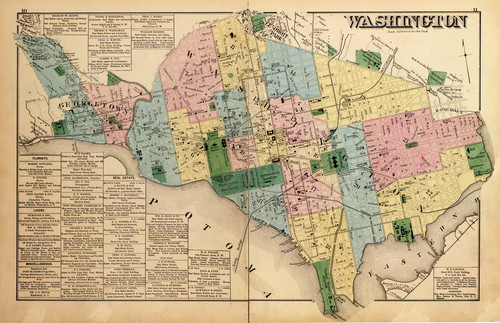 Washington DC - National Capitol Building, Smithsonian, White House, etc., Maryland 1879 Old Map Reprint - Washington DC (Montgomery MD Atlas)