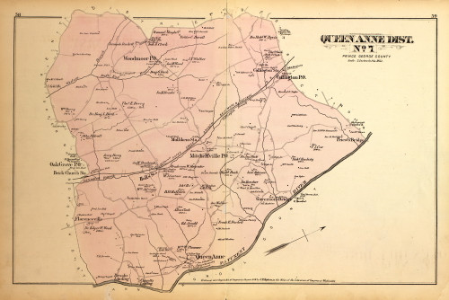 Queen Ann District No. 7 - Woodmoor, Mullikens, Mitchellville, Halls Station, etc., Maryland 1879 Old Map Reprint - Prince George Co. (Montgomery MD Atlas)