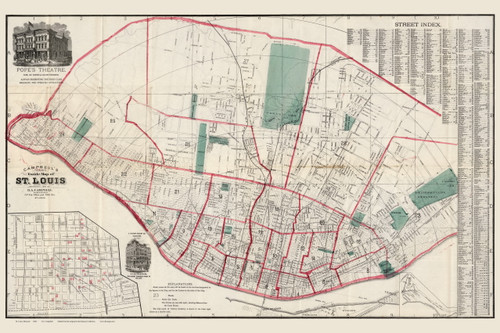 St. Louis 1882 Campbell - Old Map Reprint - Missouri Cities