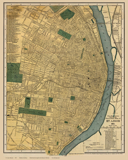 St. Louis 1895 Matthews - Old Map Reprint - Missouri Cities