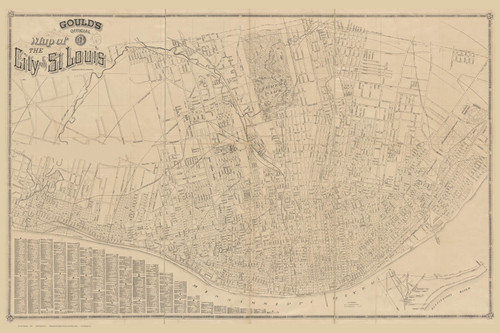 St. Louis 1896 Gould - Old Map Reprint - Missouri Cities