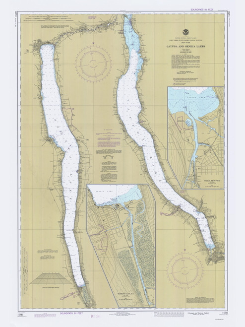 Cayuga & Seneca Lakes 1977 New York Canals & Lakes Chart Reprint 187