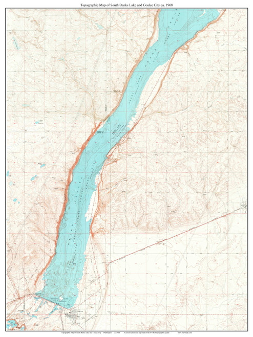 South Banks Lake and Coulee City 1968 - Custom USGS Old Topo Map - Washington State