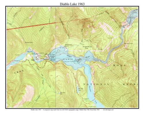 Diablo Lake 1963 - Custom USGS Old Topo Map - Washington State