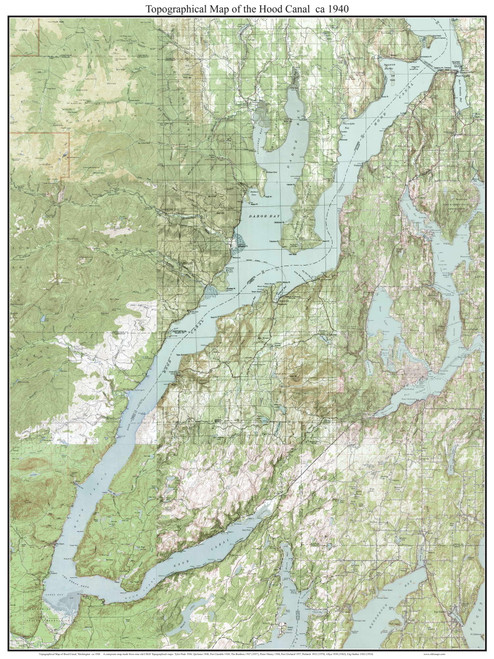Hood Canal 1940 - Custom USGS Old Topo Map - Washington State 15x15