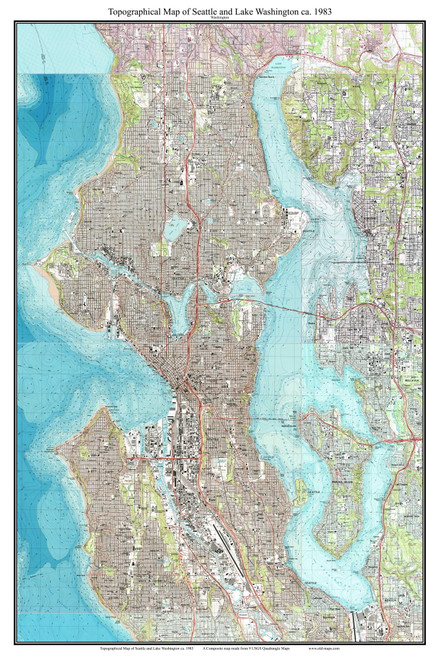Lake Washington & Seattle 1983 - Custom USGS Old Topo Map - Washington State 7x7