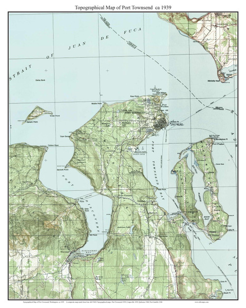Port Townsend 1939 - Custom USGS Old Topo Map - Washington State 15x15