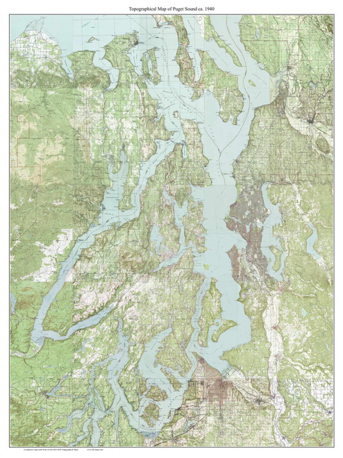 Puget Sound 1940 - Custom USGS Old Topo Map - Washington State 15x15