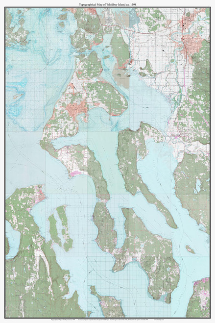 Whidbey Island 1998 - Custom USGS Old Topo Map - Washington State 7x7