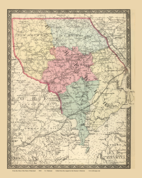 Harford County - 1866 Old Map Reprint - Martenet's Maryland State Atlas 36