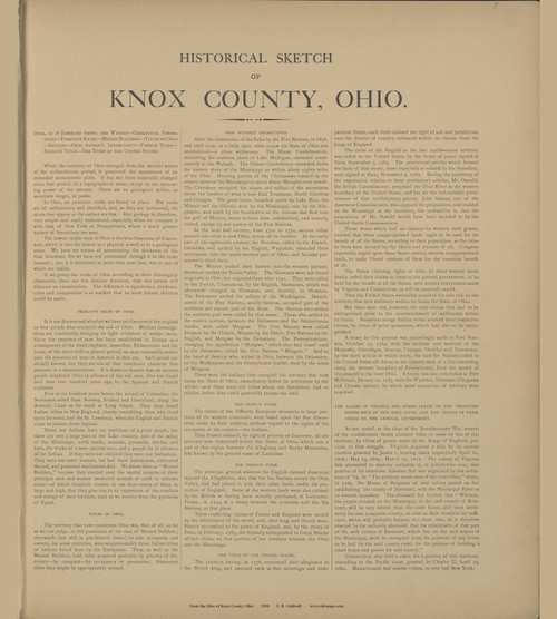 Historical Sketch of Knox County Ohio 1 - Ohio 1896 Old Town Map Custom Reprint - Knox Co. Atlas 11