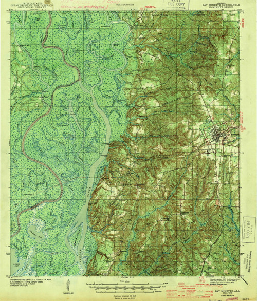 Bay Minette, Alabama 1943 (1943) USGS Old Topo Map Reprint 15x15 AL Quad 305487