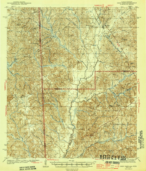Deer Park, Alabama 1943 (1943) USGS Old Topo Map Reprint 15x15 AL Quad 305553