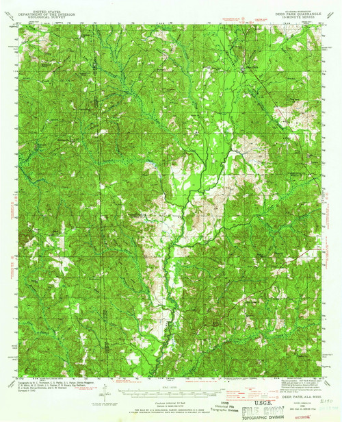 Deer Park, Alabama 1942 (1966) USGS Old Topo Map Reprint 15x15 AL Quad 305551