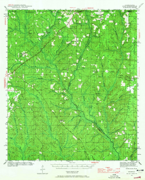 Dyas, Alabama 1942 (1965) USGS Old Topo Map Reprint 15x15 AL Quad 305555