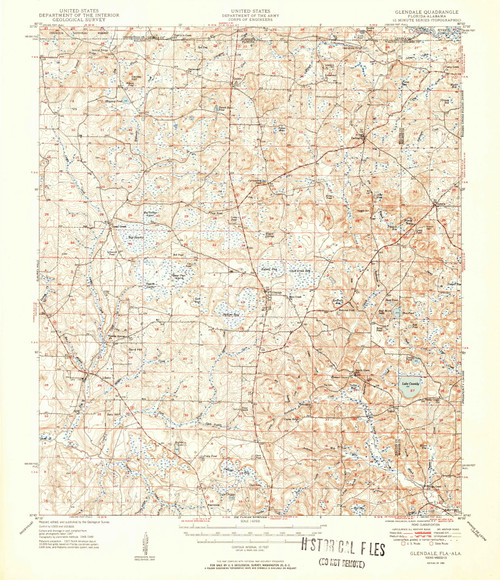 Glendale, Florida 1951 (1951) USGS Old Topo Map Reprint 15x15 AL Quad 346449