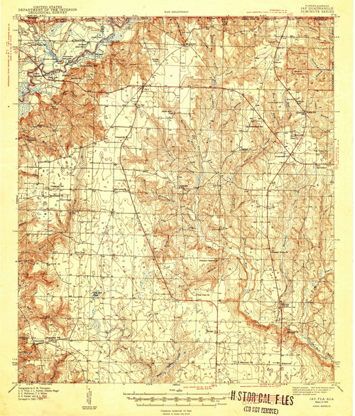 Jay, Florida 1943 (1943) USGS Old Topo Map Reprint 15x15 AL Quad 346849