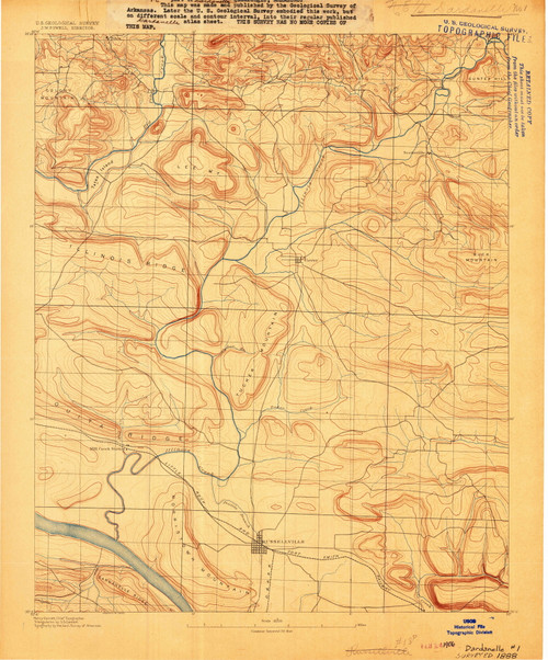 Dardanelle #1, Arkansas 1888 (1888) USGS Old Topo Map Reprint 15x15 AR Quad 260021